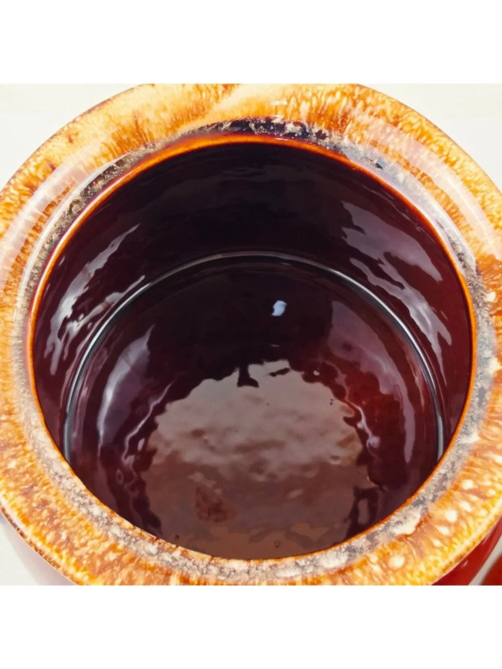 Hull Pottery Bean Pot Brown Drip Glaze Glossy Lid Cookie Jar Oven Proof USA